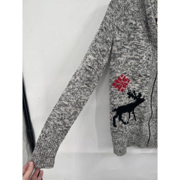 Telluride Wool Blend Zip Front Sweater Women Small Grey Holiday Winter Festive - Picture 9 of 10